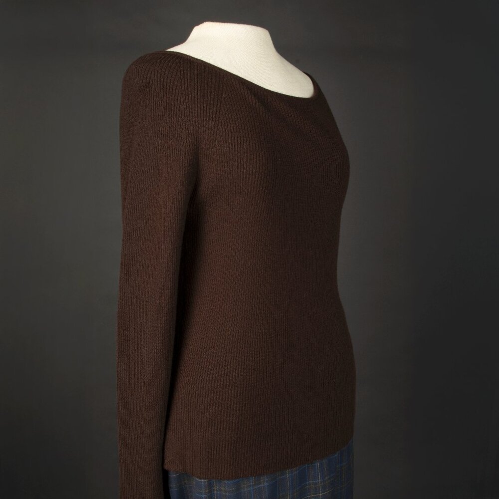 Context Wool Blend Sweater Ribbed Rounded Necklin… - image 2